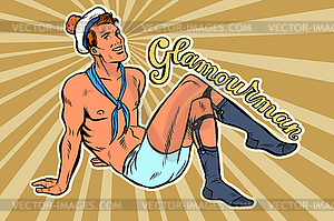 Sexy pinup sailor man - vector EPS clipart