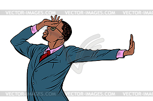 African American businessman. shame denial gesture - vector image