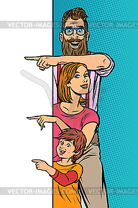 Announcement advertising. family dad mom son - vector image