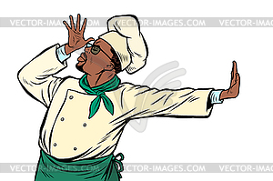 African cook chef, gesture of shame. denial no - vector clip art