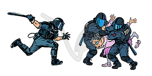 Police arrested woman retired old woman - vector clipart / vector image