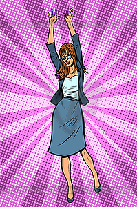 Dancing business woman. Disco dance club music - vector EPS clipart