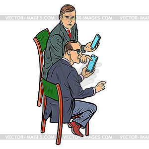 Meeting businessman with smartphone - vector clipart