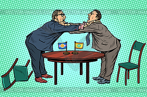 Policy diplomacy and negotiations. Fight opponents - vector image