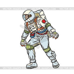 Космонавт шаг вперед. исследование космоса - векторный эскиз
