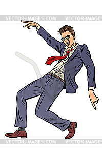 Dancing businessman. Disco dance club music - vector EPS clipart