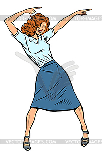 Dancing business woman. Disco dance club music - vector image