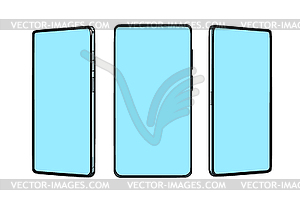 Smartphone screen of different angles mocap template - vector clip art