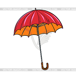 Red umbrella. autumn accessory - vector image