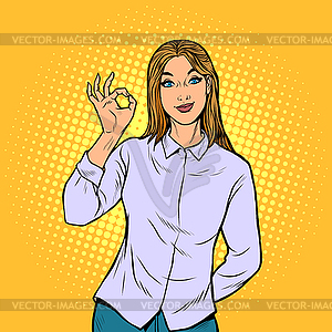 OK gesture young woman - vector clipart