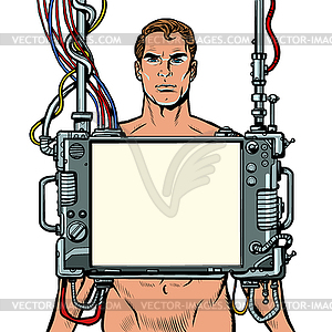 Medical examination of men, internal organ scan - vector EPS clipart