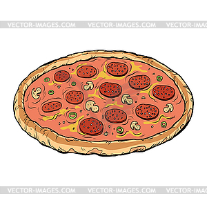 Pizza sausage mushrooms - vector EPS clipart