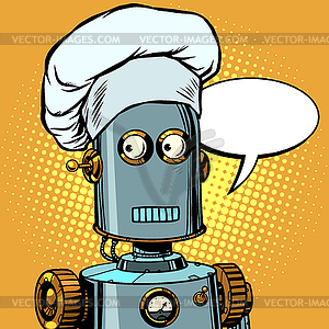 Robot cook food, takes orders at restaurant - vector clipart