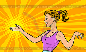 Woman presentation gesture - vector image