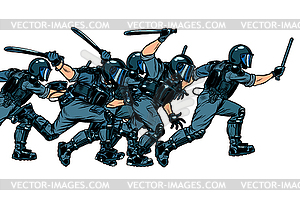 Police squad. authoritarian and totalitarian regime - vector clip art