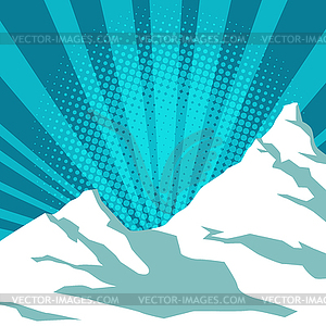 Pop art snow mountain - vector clipart