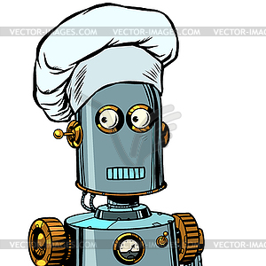 Robot cook food, takes orders at restaurant - vector clip art