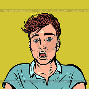 Young man screams - vector clip art