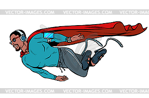 Superhero fashion invalid with artificial legs. - vector clip art