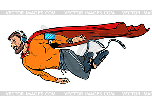 Superhero fashion invalid with artificial legs. - vector clipart / vector image