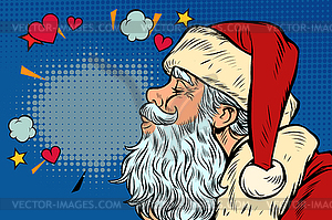 Kiss of love. Santa Claus character, Christmas and - vector image