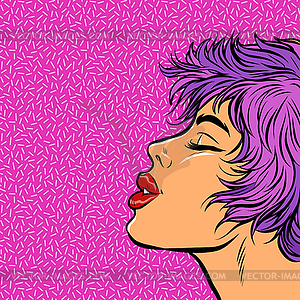 Woman with his eyes closed. face kiss. feelings - vector image