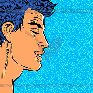 Man with his eyes closed. face kiss. feelings - vector EPS clipart