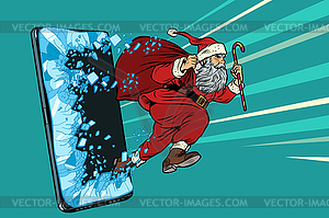 Christmas online sales concept. Santa Claus comes - royalty-free vector image