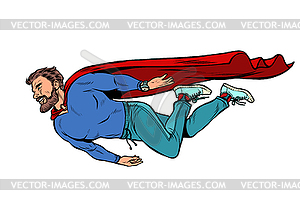 Hipster bearded male superhero. flies - vector image