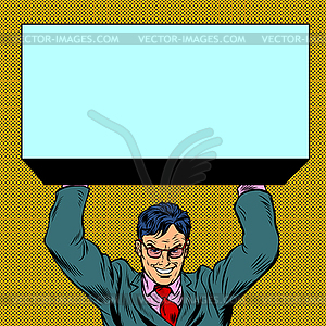 Businessman atlas holds load - vector clipart
