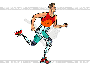Инвалид работает с протезами ног - векторный клипарт