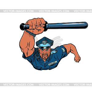 African Police officer with baton - vector image