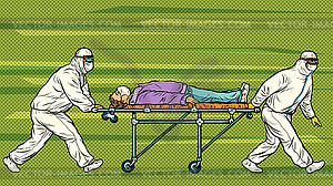 Doctors take away sick patient. Novel Wuhan - vector clip art