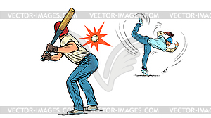 Game of baseball. pitcher throws ball - vector clipart / vector image