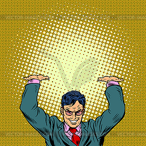 Businessman atlas holds load - vector EPS clipart