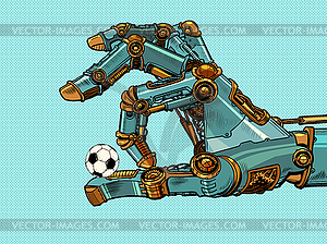 Robot and soccer ball - vector clip art