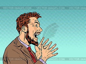 Emotional man screaming - vector image