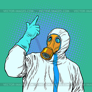 Doctor in protective suit and mask - vector image