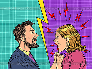 Man and woman dispute emotions scream - vector clip art