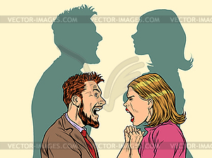 Man and woman conflict quarrel concept - vector image