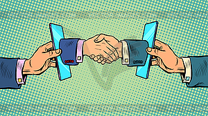 Handshake deal business online communication - vector clipart