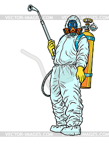 Disinfection suit protection epidemic virus - vector image