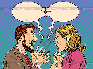 Man and woman dispute emotions scream - vector image