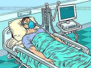 Medical ventilator machine. heavy patient in - vector clip art
