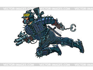 Super cop of future, cyberpunk. Police - royalty-free vector clipart