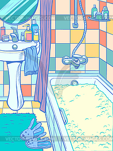 Full bath in bathroom - vector clipart