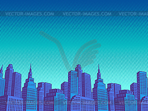 Night modern city with skyscrapers - vector clipart