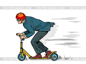 Businessman is riding scooter - vector image