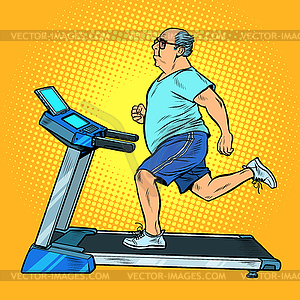 fat person running on treadmill