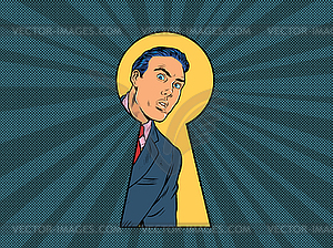 Keyhole peeping male businessman - vector clipart / vector image